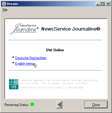 News Service Journaline - start page